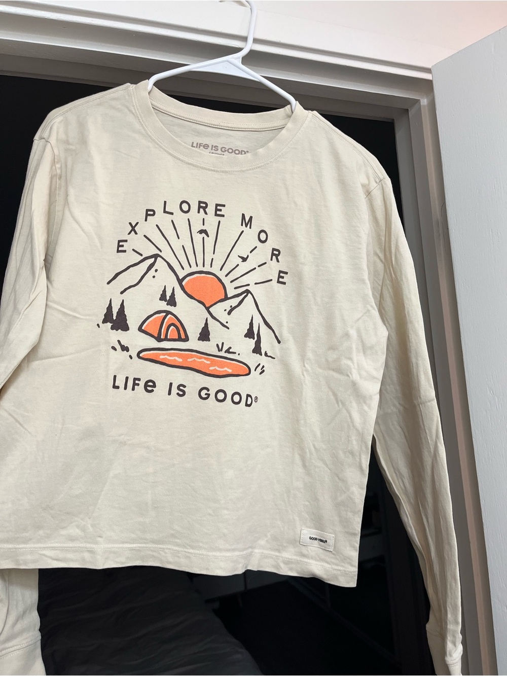 Life Is Good Cream Long-Sleeve 'Explore More' Graphic Tee